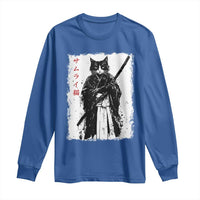Japanese Samurai Cat Long Sleeve Shirt Retro Vintage Ukiyo-e Warrior Art Graphic