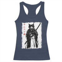 Japanese Samurai Cat Racerback Tank Top Retro Vintage Ukiyo-e Warrior Art Graphic