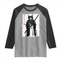 Japanese Samurai Cat Raglan Shirt Retro Vintage Ukiyo-e Warrior Art Graphic
