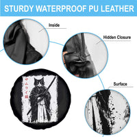 Japanese Samurai Cat Spare Tire Cover Retro Vintage Ukiyo-e Warrior Art Graphic