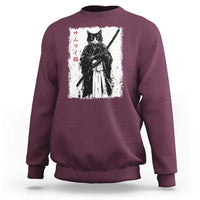 Japanese Samurai Cat Sweatshirt Retro Vintage Ukiyo-e Warrior Art Graphic - Wonder Print Shop