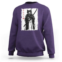 Japanese Samurai Cat Sweatshirt Retro Vintage Ukiyo-e Warrior Art Graphic - Wonder Print Shop
