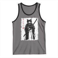 Japanese Samurai Cat Tank Top Retro Vintage Ukiyo-e Warrior Art Graphic