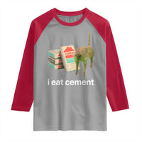 Funny Cursed Cat Meme Raglan Shirt I Eat Cement Oddly Specific Dank Meme