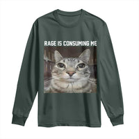 Funny Silly Cat Meme Long Sleeve Shirt Rage Is Consuming Me Staring