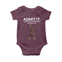 Funny Bigfoot Baby Onesie Admit It Life Would Be Boring Without Me Rock Hand