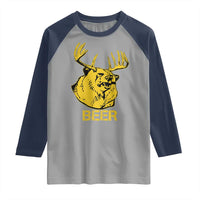 Funny Deer Hunting Raglan Shirt Bear Plus Deer Equals Beer USA Hunter