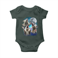 Funny Opossum Meme Baby Onesie Three Possum Screaming Under The Moon Weird Cursed Meme