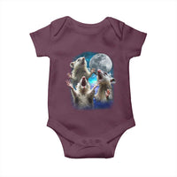 Funny Opossum Meme Baby Onesie Three Possum Screaming Under The Moon Weird Cursed Meme