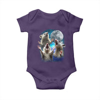 Funny Opossum Meme Baby Onesie Three Possum Screaming Under The Moon Weird Cursed Meme