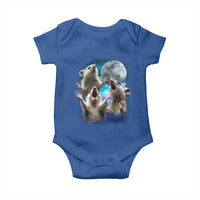 Funny Opossum Meme Baby Onesie Three Possum Screaming Under The Moon Weird Cursed Meme