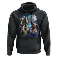 Funny Opossum Meme Hoodie Three Possum Screaming Under The Moon Weird Cursed Meme