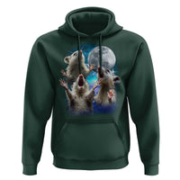 Funny Opossum Meme Hoodie Three Possum Screaming Under The Moon Weird Cursed Meme