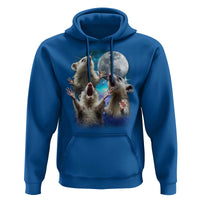 Funny Opossum Meme Hoodie Three Possum Screaming Under The Moon Weird Cursed Meme