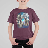 Funny Opossum Meme T Shirt For Kid Three Possum Screaming Under The Moon Weird Cursed Meme - Wonder Print Shop