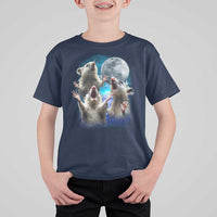 Funny Opossum Meme T Shirt For Kid Three Possum Screaming Under The Moon Weird Cursed Meme - Wonder Print Shop