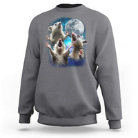 Funny Opossum Meme Sweatshirt Three Possum Screaming Under The Moon Weird Cursed Meme - Wonder Print Shop