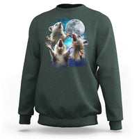 Funny Opossum Meme Sweatshirt Three Possum Screaming Under The Moon Weird Cursed Meme - Wonder Print Shop