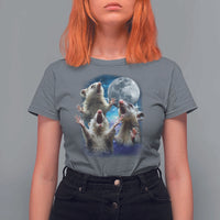Funny Opossum Meme T Shirt For Women Three Possum Screaming Under The Moon Weird Cursed Meme - Wonder Print Shop