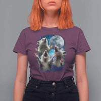 Funny Opossum Meme T Shirt For Women Three Possum Screaming Under The Moon Weird Cursed Meme - Wonder Print Shop