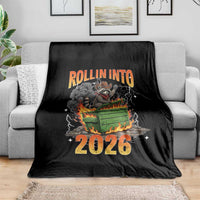 Dumpster Fire Raccoon Meme for Surviving 2025 Throw Blanket Rollin Into 2026 Trash Panda Energy - Wonder Print Shop