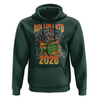 Dumpster Fire Raccoon Meme for Surviving 2025 Hoodie Rollin Into 2026 Trash Panda Energy - Wonder Print Shop