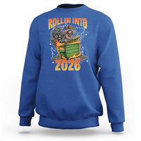 Dumpster Fire Raccoon Meme for Surviving 2025 Sweatshirt Rollin Into 2026 Trash Panda Energy - Wonder Print Shop