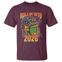 Dumpster Fire Raccoon Meme for Surviving 2025 T Shirt Rollin Into 2026 Trash Panda Energy - Wonder Print Shop