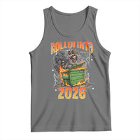 Dumpster Fire Raccoon Meme for Surviving 2025 Tank Top Rollin Into 2026 Trash Panda Energy - Wonder Print Shop