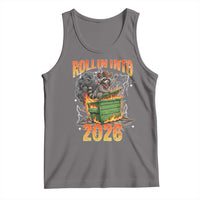 Dumpster Fire Raccoon Meme for Surviving 2025 Tank Top Rollin Into 2026 Trash Panda Energy - Wonder Print Shop