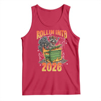 Dumpster Fire Raccoon Meme for Surviving 2025 Tank Top Rollin Into 2026 Trash Panda Energy - Wonder Print Shop