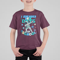100 Days of School Astronaut T Shirt For Kid Outer Space Dabbing I Survived - Wonder Print Shop
