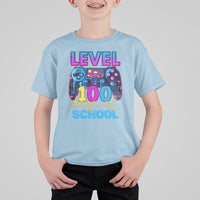 100 Days of School Gamer T Shirt For Kid Level 100 Unlocked Neon Game Controller - Wonder Print Shop