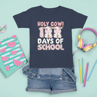 Holy Cow 100 Days of School T Shirt For Kid Cute Pink Dairy Cattle - Wonder Print Shop