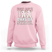 Holy Cow 100 Days of School Sweatshirt Cute Pink Dairy Cattle - Wonder Print Shop