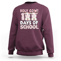 Holy Cow 100 Days of School Sweatshirt Cute Pink Dairy Cattle - Wonder Print Shop