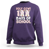 Holy Cow 100 Days of School Sweatshirt Cute Pink Dairy Cattle - Wonder Print Shop