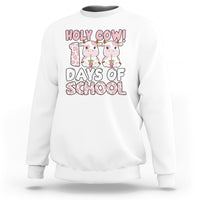 Holy Cow 100 Days of School Sweatshirt Cute Pink Dairy Cattle - Wonder Print Shop