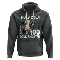 Holy Cow 100 Days of School Hoodie 100 Days Smarter Funny Moo Dairy Cattle - Wonder Print Shop