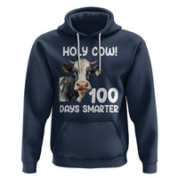 Holy Cow 100 Days of School Hoodie 100 Days Smarter Funny Moo Dairy Cattle - Wonder Print Shop
