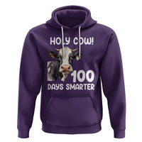 Holy Cow 100 Days of School Hoodie 100 Days Smarter Funny Moo Dairy Cattle - Wonder Print Shop