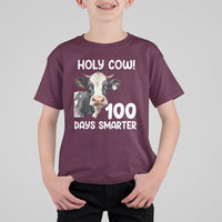 Holy Cow 100 Days of School T Shirt For Kid 100 Days Smarter Funny Moo Dairy Cattle - Wonder Print Shop