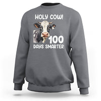 Holy Cow 100 Days of School Sweatshirt 100 Days Smarter Funny Moo Dairy Cattle - Wonder Print Shop