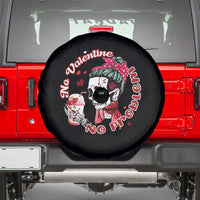 Single Skeleton Spare Tire Cover Messy Bun Skull No Valetine No Problem Anti Valentines