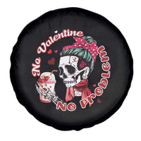 Single Skeleton Spare Tire Cover Messy Bun Skull No Valetine No Problem Anti Valentines