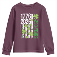 Irish American 250 Years 1776 2026 Patriotic Shamrock Youth Sweatshirt St Patricks Day Ameria 250th Anniversary