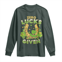 Funny St Patricks Day Long Sleeve Shirt Zero Lucks Given Irish Shamrock