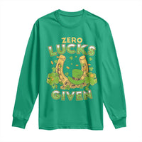 Funny St Patricks Day Long Sleeve Shirt Zero Lucks Given Irish Shamrock