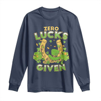 Funny St Patricks Day Long Sleeve Shirt Zero Lucks Given Irish Shamrock