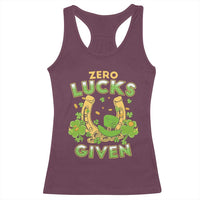 Funny St Patricks Day Racerback Tank Top Zero Lucks Given Irish Shamrock